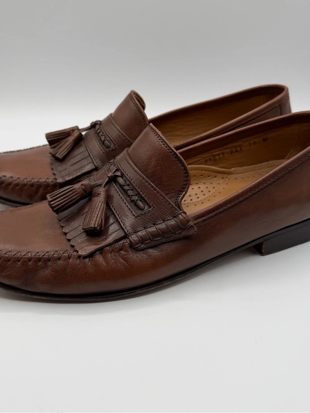 Meeting Street Brown Leather Tassel Kiltie Loafers Moc Toe Dress Shoes Men’s 11M